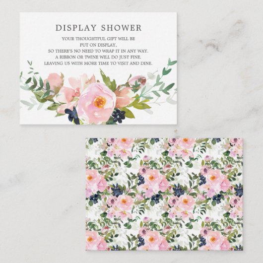 Blush Rozen & pioenen Vrijgezellenfeest Display Sh Informatiekaartje (Voorkant / Achterkant)