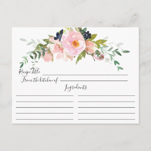 Blush Rozen & pony Vrijgezellenfeest Recipcard Briefkaart (Voorkant)