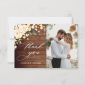 Blush Rozen Rustic Wood Lantern Foto Bedankkaart (Voorkant)