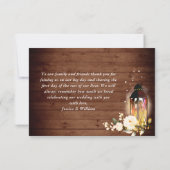 Blush Rozen Rustic Wood Lantern Foto Bedankkaart (Achterkant)