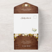 Blush Rozen Rustic Wood Lantern Wedding All In One Uitnodiging (Buitenkant)