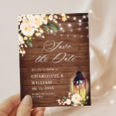 Blush Rozen Rustic Wood Weddenschap Save the Date Briefkaart