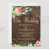 Blush rozen rustieke string lichten schuur houten  kaart (Voorkant)