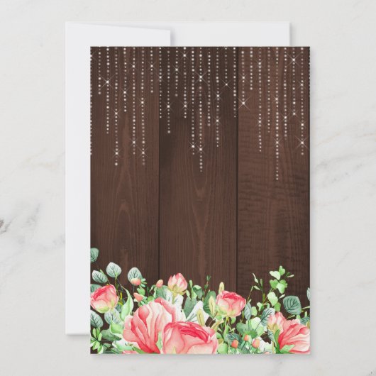 Blush rozen rustieke string lichten schuur houten  kaart (Achterkant)