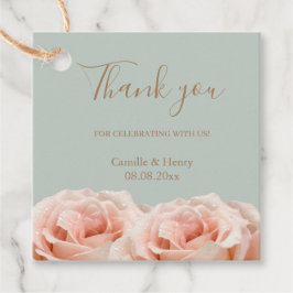 Blush Rozen Sage Gold Elegant Dank je bruiloft Bedankjes Labels