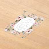 Blush Rozen & Salie Bloemen Lijst bruiloft Acryl Uitnodigingen (Laagn)