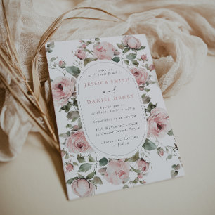 Blush Rozen & Salie Bloemen Lijst bruiloft Kaart