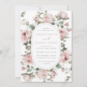 Blush Rozen & Salie Bloemen Lijst bruiloft Kaart (Voorkant)