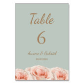 Blush Rozen Salie bloemen Trouwtafel nummer Kaart (Achterkant)
