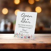 Blush Rozen Signature Script Open Bar Bruiloft Reclamebord Met Voetstuk