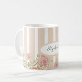 Blush Rozen struik waterverf monogrammen Koffiemok (Voorkant links)