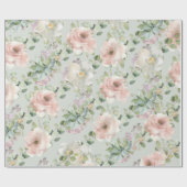 Blush Rozen Succulans Sage Eucalyptus Wedding Cadeaupapier (Vlak)