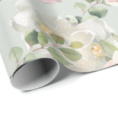 Blush Rozen Succulans Sage Eucalyptus Wedding Cadeaupapier (Rol Hoek)