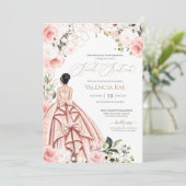 Blush Rozen Sweet 16  in Roze Mooie Geon Kaart (Staand voorkant)