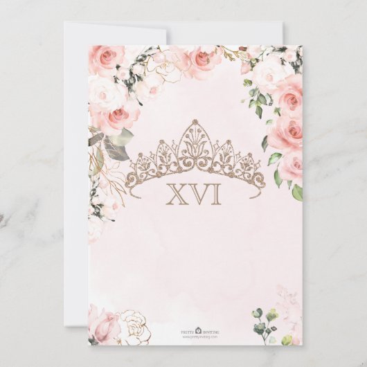 Blush Rozen Sweet 16  in Roze Mooie Geon Kaart (Achterkant)