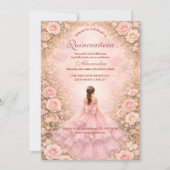 Blush Rozen Tuin Quinceañera Kaart (Voorkant)