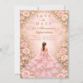 Blush Rozen Tuin Quinceañera Save The Date (Voorkant)