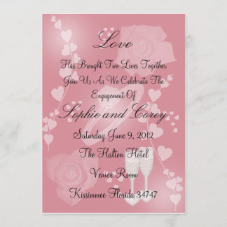 Blush Rozen Verloving Kaart Uitnodiging