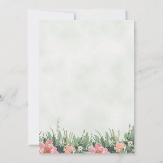  Blush Rozen Waterverf Bloemen Huwelijk Kaart (Achterkant)