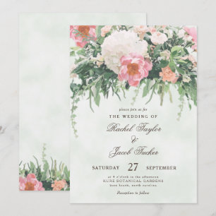  Blush Rozen Waterverf Bloemen Huwelijk Kaart