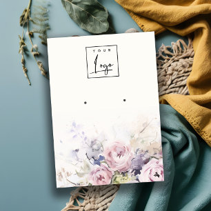 Blush Rozen Waterverf Bloemen Oorbel Logo Display Visitekaartje
