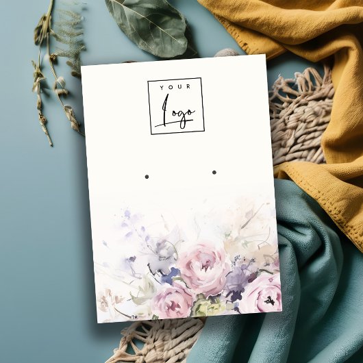 Blush Rozen Waterverf Bloemen Oorbel Logo Display Visitekaartje