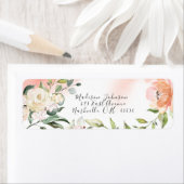 Blush Rozen Waterverf Elegant Gold Wedding Etiket (Insitu)