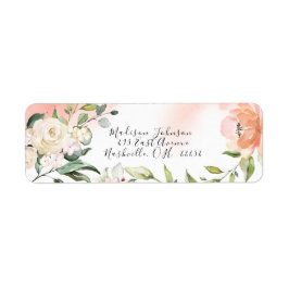Blush Rozen Waterverf Elegant Gold Wedding Etiket