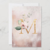 Blush Rozen Waterverf Elegant Monogram Weddenschap Bedankkaart (Voorkant)