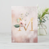 Blush Rozen Waterverf Elegant Monogram Weddenschap Bedankkaart (Staand voorkant)