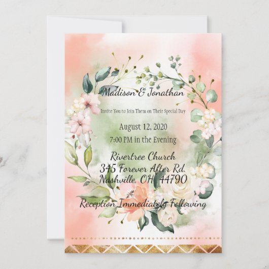 Blush Rozen Waterverf Elegant Script Weddenschap Kaart (Voorkant)