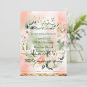 Blush Rozen Waterverf Elegant Script Weddenschap Kaart (Staand voorkant)