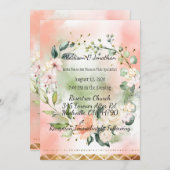 Blush Rozen Waterverf Elegant Script Weddenschap Kaart (Voorkant / Achterkant)