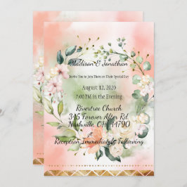 Blush Rozen Waterverf Elegant Script Weddenschap Kaart