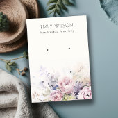 Blush Rozen Waterverf Floral 2 Oorbel Display Visitekaartje