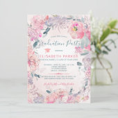 Blush rozen waterverf FOTO afstudeerfeest Kaart (Staand voorkant)