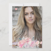 Blush rozen waterverf FOTO afstudeerfeest Kaart (Achterkant)