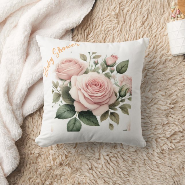 Blush Rozen Waterverf Sierkussen (Deken)