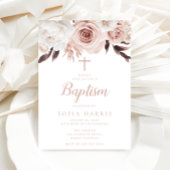 Blush Rozen & White Flowers Doop Kaart