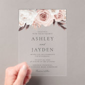 Blush Rozen & White Flowers Wedding Acryl Uitnodigingen (Insitu (Draagbaar))