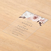 Blush Rozen & White Flowers Wedding Acryl Uitnodigingen (Laagn)