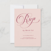Blush RSVP Framboos Script Bruiloft Kaartje (Voorkant)