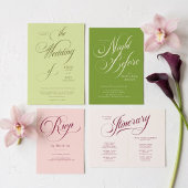 Blush RSVP Framboos Script Bruiloft Kaartje