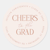 Blush Rust Gepersonaliseerde Proost op het Afstude Ronde Sticker (Voorkant)