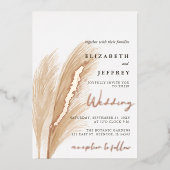 Blush Rustic Earthy Neutral Boho Pampas Wedding Folie Uitnodiging (Voorkant)