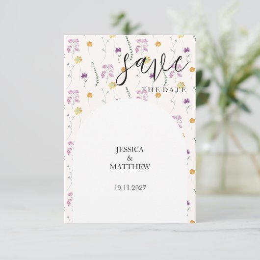 Blush Rustic Fairy Garden Save The Date (Staand voorkant)
