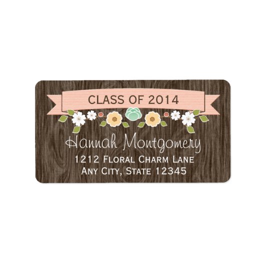 Blush Rustic Floral Afstuderen Retouradres Etiket (Voorkant)