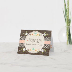 BLUSH RUSTIC FLORAL BOHO BABY SHOWER DANK U BEDANKKAART