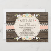 BLUSH RUSTIC FLORAL BOHO BABY SPRINKLE UITNODIGING (Voorkant)