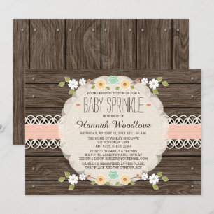 BLUSH RUSTIC FLORAL BOHO BABY SPRINKLE UITNODIGING